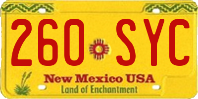 NM license plate 260SYC