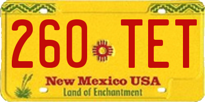 NM license plate 260TET