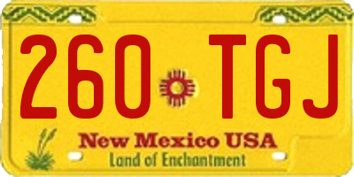 NM license plate 260TGJ