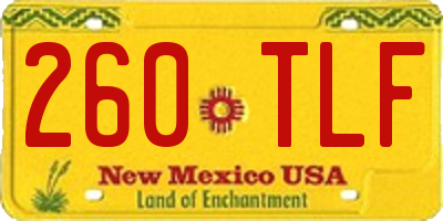 NM license plate 260TLF