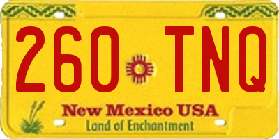 NM license plate 260TNQ