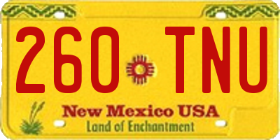 NM license plate 260TNU