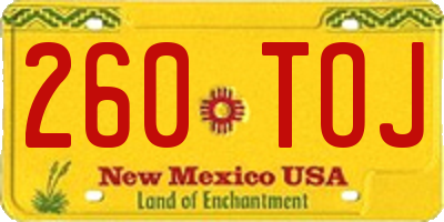 NM license plate 260TOJ