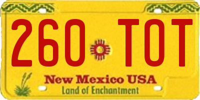 NM license plate 260TOT