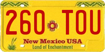 NM license plate 260TOU