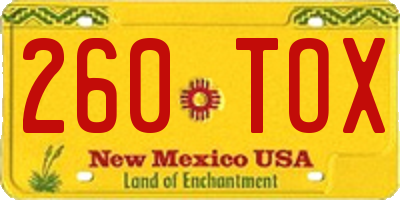 NM license plate 260TOX