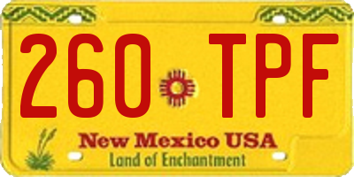 NM license plate 260TPF