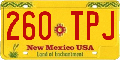 NM license plate 260TPJ