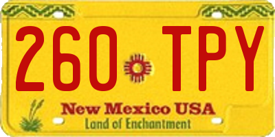 NM license plate 260TPY