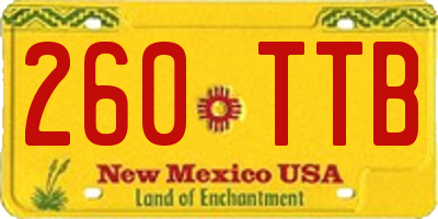 NM license plate 260TTB