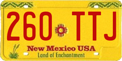 NM license plate 260TTJ