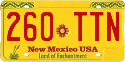 NM license plate 260TTN