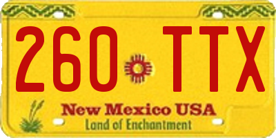 NM license plate 260TTX