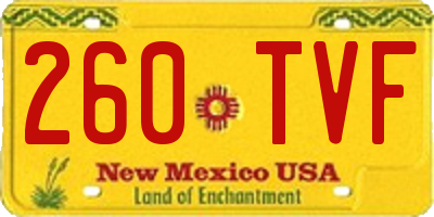 NM license plate 260TVF
