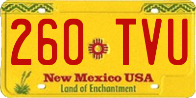 NM license plate 260TVU