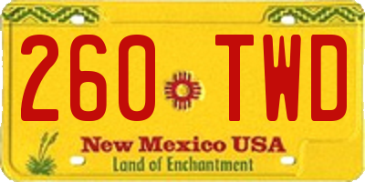 NM license plate 260TWD