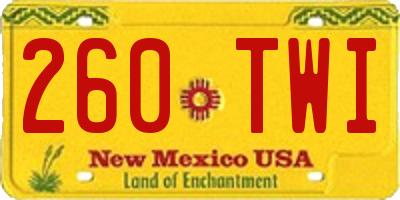 NM license plate 260TWI