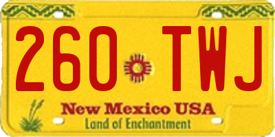 NM license plate 260TWJ