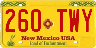 NM license plate 260TWY