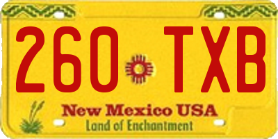 NM license plate 260TXB