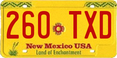 NM license plate 260TXD