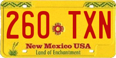 NM license plate 260TXN