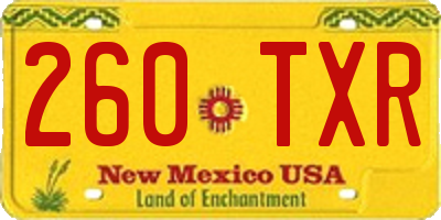 NM license plate 260TXR
