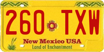 NM license plate 260TXW