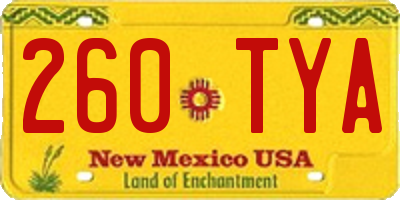NM license plate 260TYA