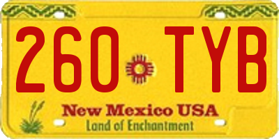 NM license plate 260TYB