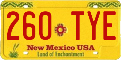 NM license plate 260TYE