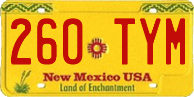 NM license plate 260TYM