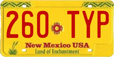 NM license plate 260TYP