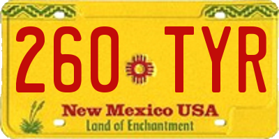 NM license plate 260TYR