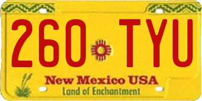 NM license plate 260TYU