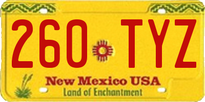 NM license plate 260TYZ