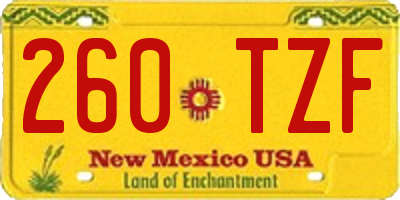 NM license plate 260TZF