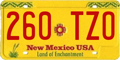 NM license plate 260TZO