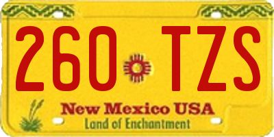 NM license plate 260TZS