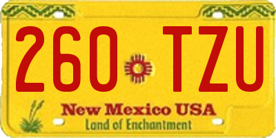 NM license plate 260TZU