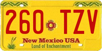 NM license plate 260TZV