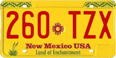 NM license plate 260TZX