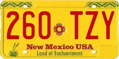 NM license plate 260TZY