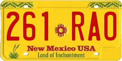 NM license plate 261RAO