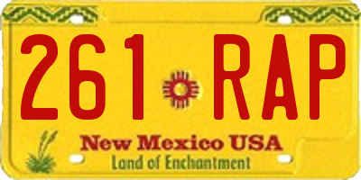 NM license plate 261RAP