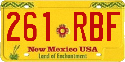 NM license plate 261RBF