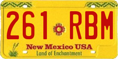NM license plate 261RBM