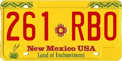 NM license plate 261RBO