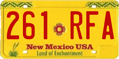 NM license plate 261RFA