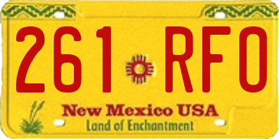NM license plate 261RFO